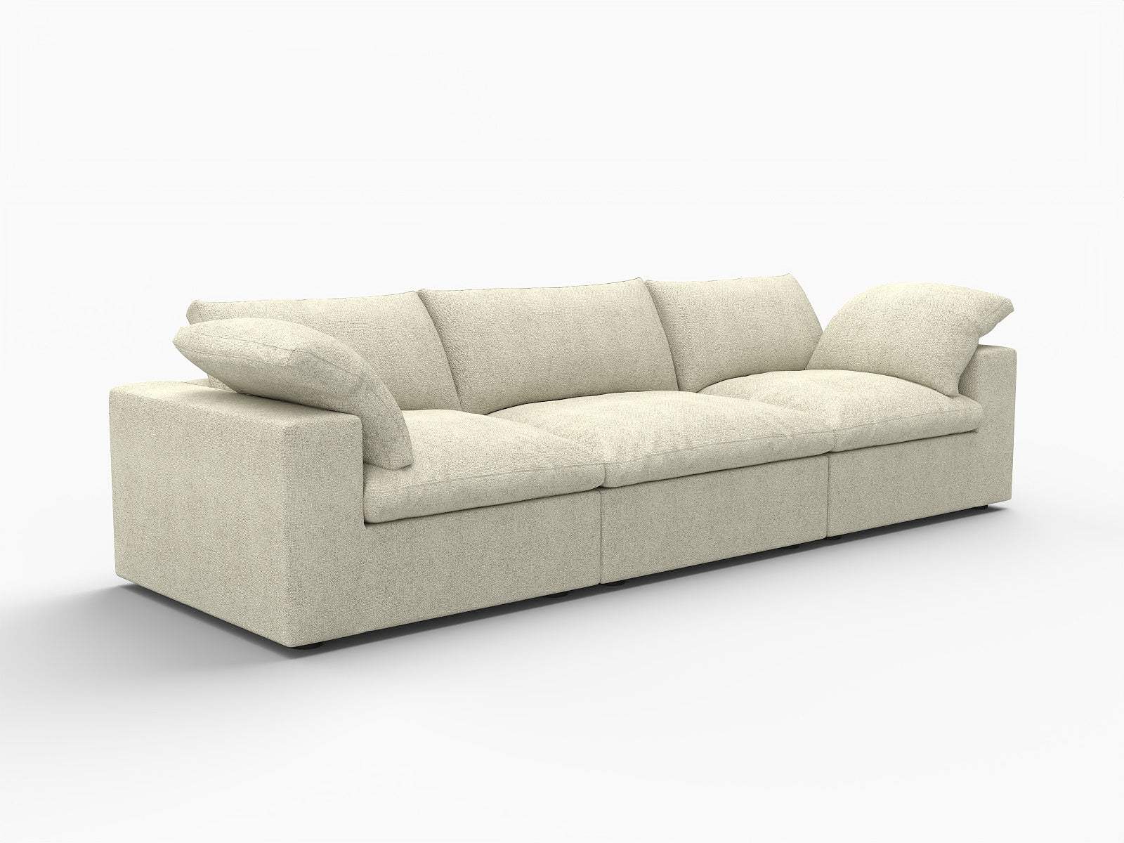 120" Khaki Linen Blend Modular Sofa With Toss Pillows - HomeRoots - Flyclothing LLC