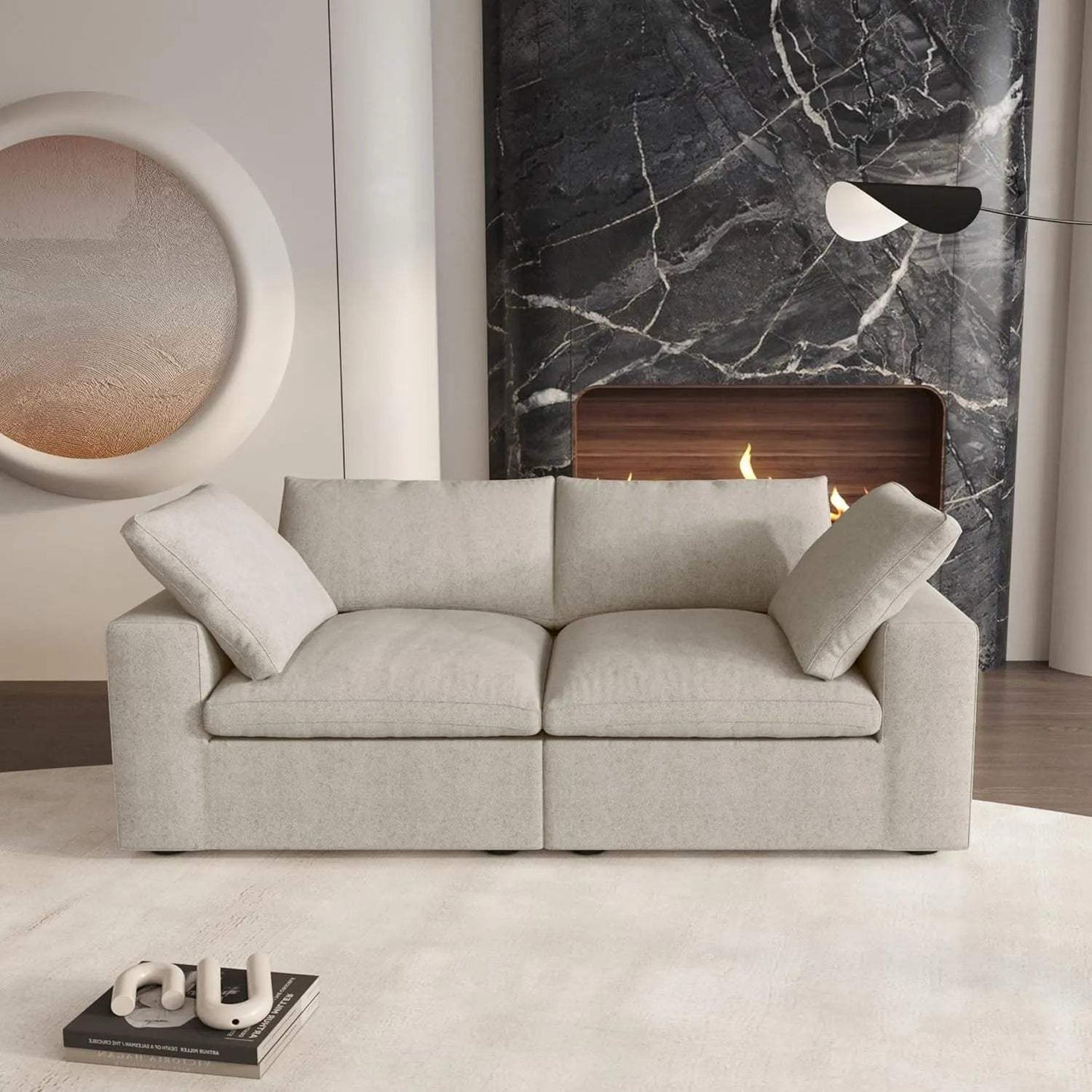 80" Khaki Linen Blend Modular Loveseat - HomeRoots - Flyclothing LLC