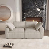 80" Khaki Linen Blend Modular Loveseat - HomeRoots - Flyclothing LLC