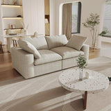 80" Khaki Linen Blend Modular Loveseat - HomeRoots - Flyclothing LLC