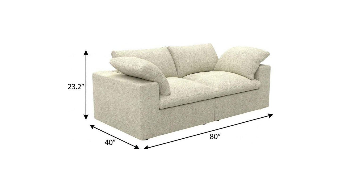 80" Khaki Linen Blend Modular Loveseat - HomeRoots - Flyclothing LLC