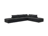 160" Black Linen Blend Modular Armless Sofa With Ottomans And Storage - HomeRoots - Flyclothing LLC