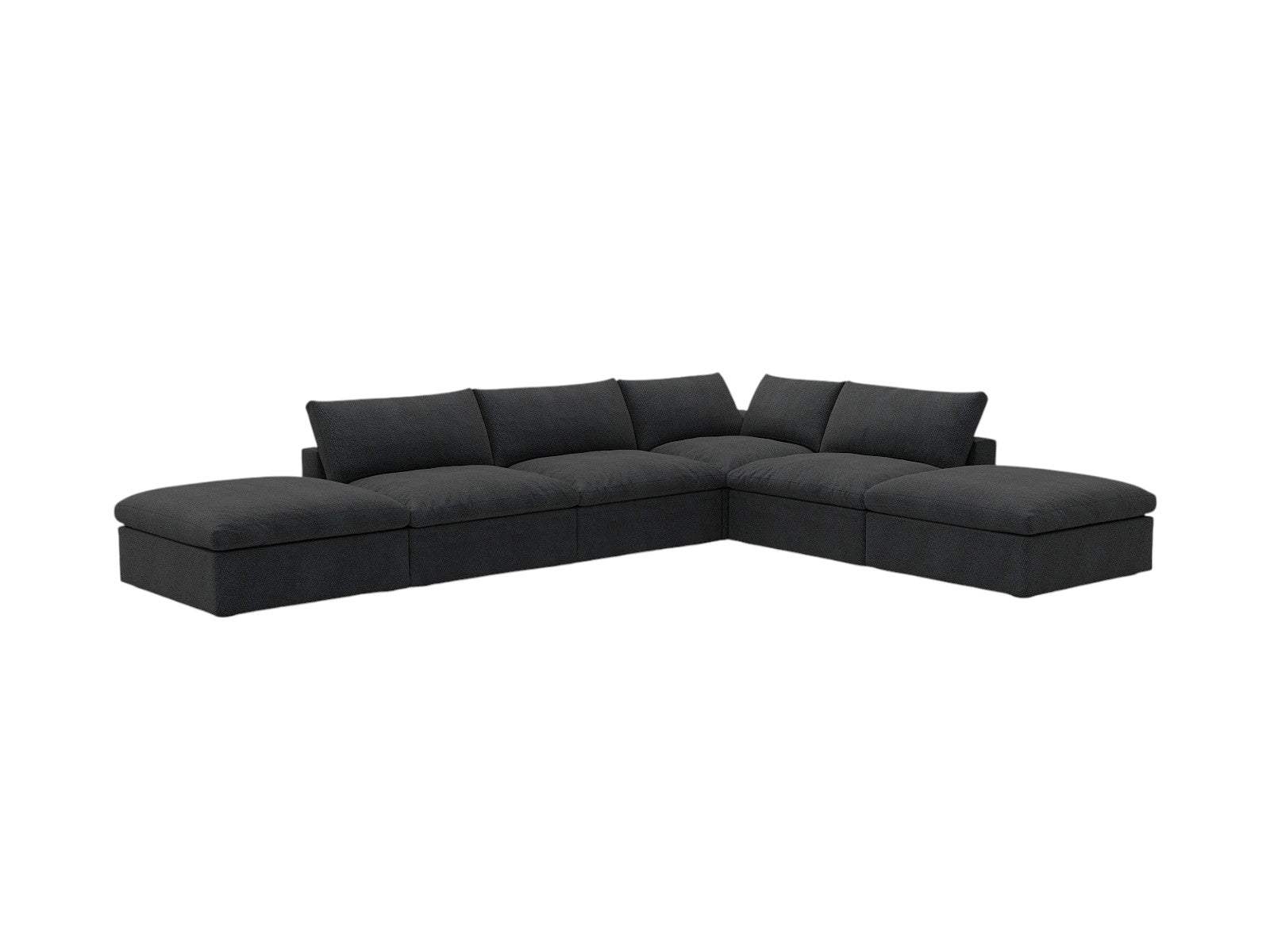 160" Black Linen Blend Modular Armless Sofa With Ottomans And Storage - HomeRoots - Flyclothing LLC
