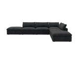 160" Black Linen Blend Modular Armless Sofa With Ottomans And Storage - HomeRoots - Flyclothing LLC