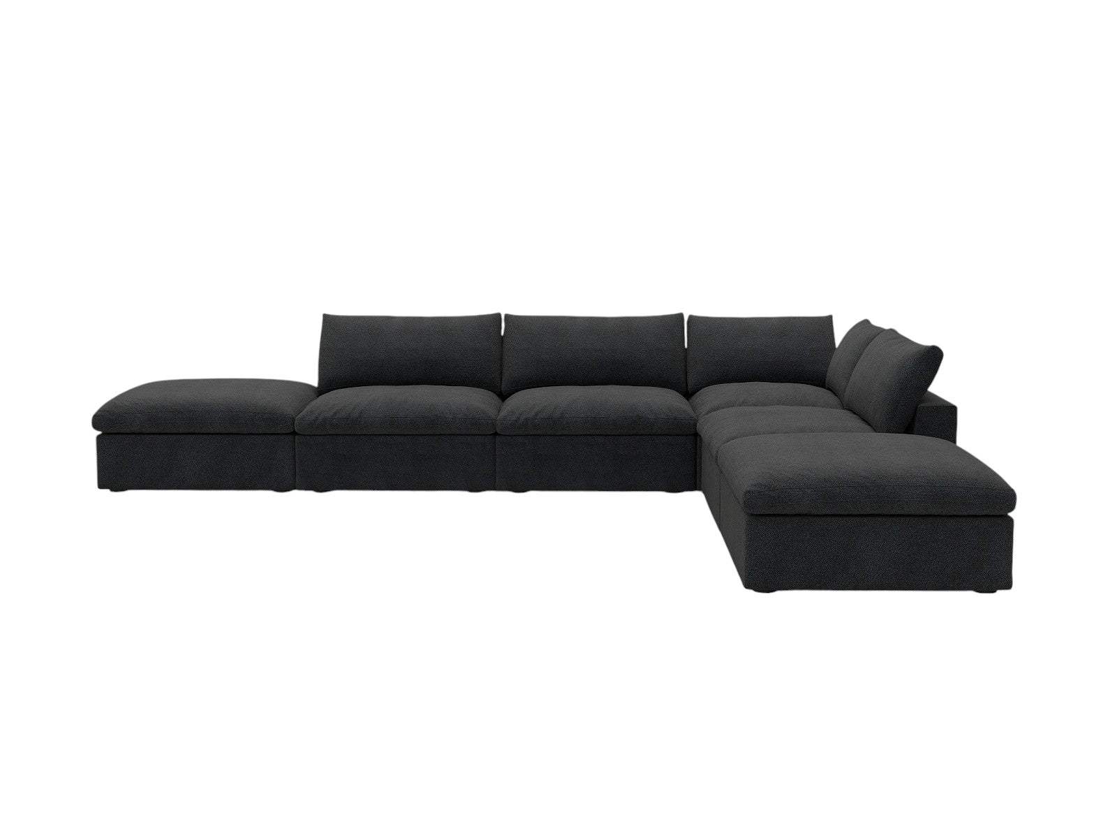 160" Black Linen Blend Modular Armless Sofa With Ottomans And Storage - HomeRoots - Flyclothing LLC