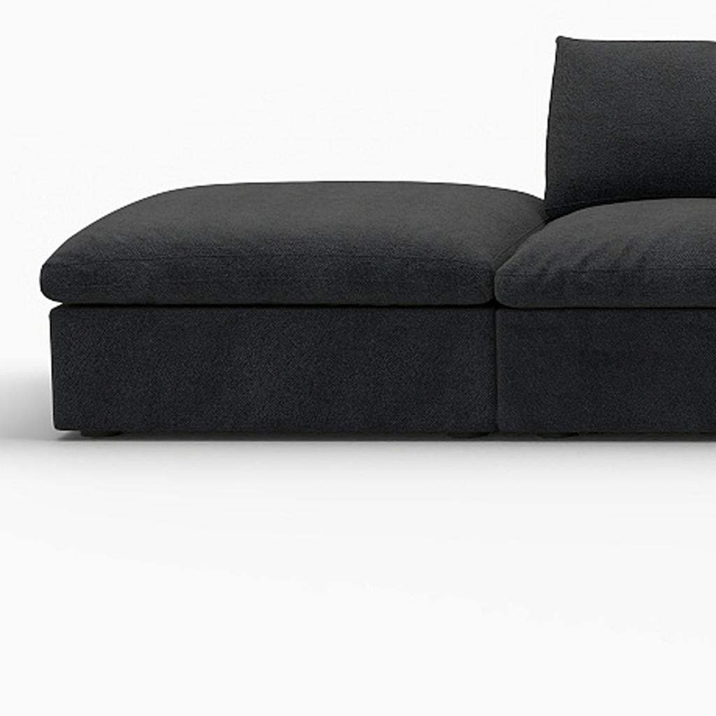160" Black Linen Blend Modular Armless Sofa With Ottomans And Storage - HomeRoots - Flyclothing LLC