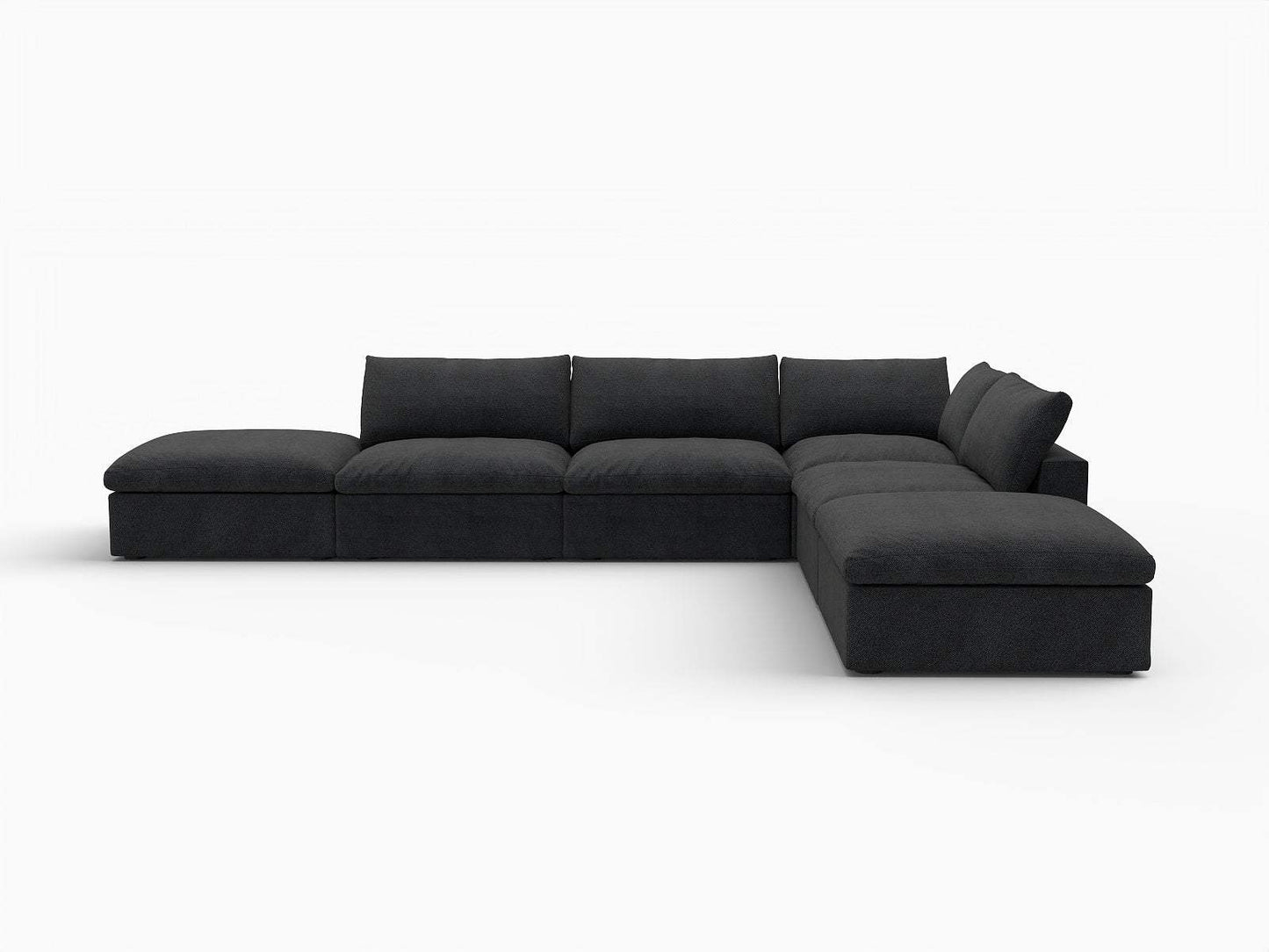 160" Black Linen Blend Modular Armless Sofa With Ottomans And Storage - HomeRoots - Flyclothing LLC