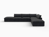 160" Black Linen Blend Modular Armless Sofa With Ottomans And Storage - HomeRoots - Flyclothing LLC