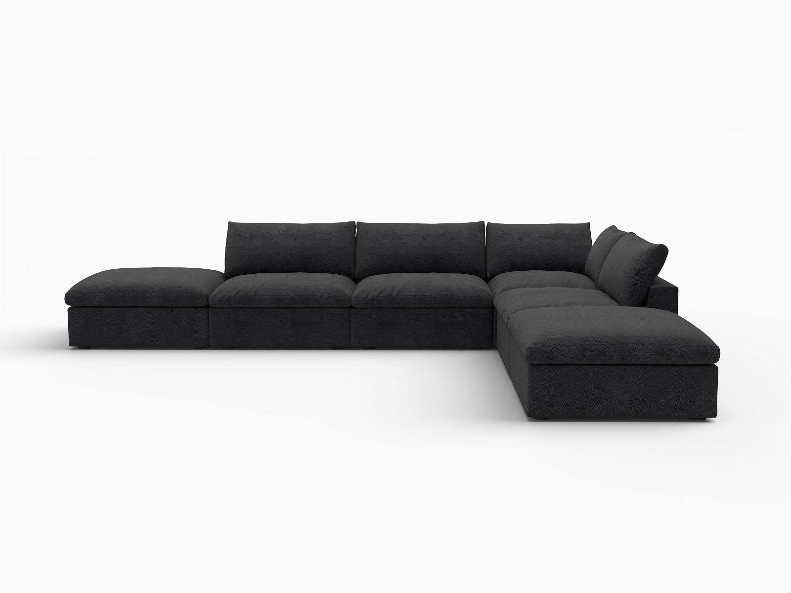 160" Black Linen Blend Modular Armless Sofa With Ottomans And Storage - HomeRoots - Flyclothing LLC