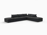 160" Black Linen Blend Modular Armless Sofa With Ottomans And Storage - HomeRoots - Flyclothing LLC