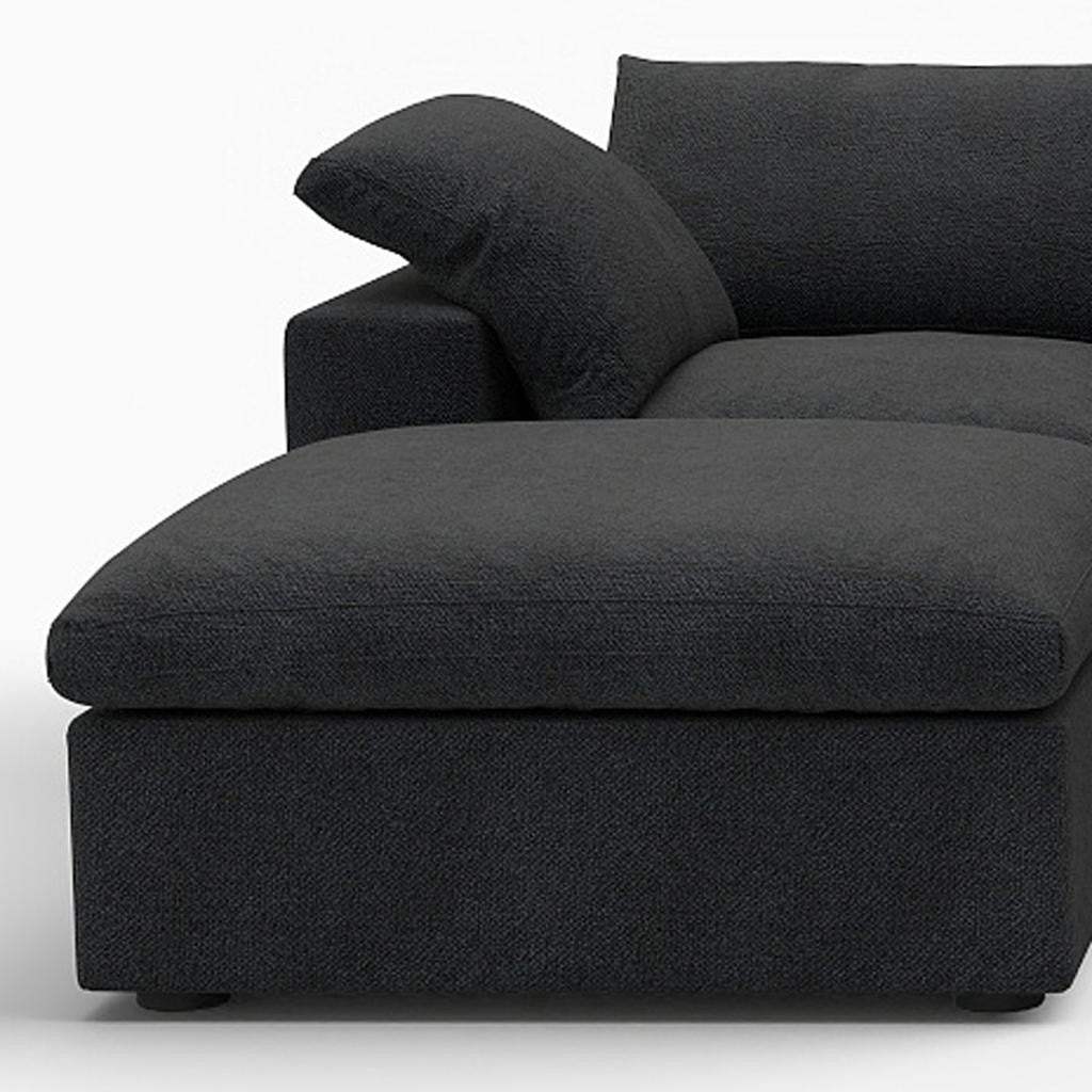 120" Black Linen Blend Modular Sofa With Ottomans Toss Pillows And Storage - HomeRoots - Flyclothing LLC