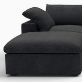 120" Black Linen Blend Modular Sofa With Ottomans Toss Pillows And Storage - HomeRoots - Flyclothing LLC