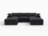 120" Black Linen Blend Modular Sofa With Ottomans Toss Pillows And Storage - HomeRoots - Flyclothing LLC