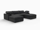 120" Black Linen Blend Modular Sofa With Ottomans Toss Pillows And Storage - HomeRoots - Flyclothing LLC
