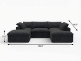 120" Black Linen Blend Modular Sofa With Ottomans Toss Pillows And Storage - HomeRoots - Flyclothing LLC
