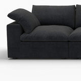 160" Black Linen Blend Modular Right Sofa With Ottoman And Toss Pillows - HomeRoots - Flyclothing LLC