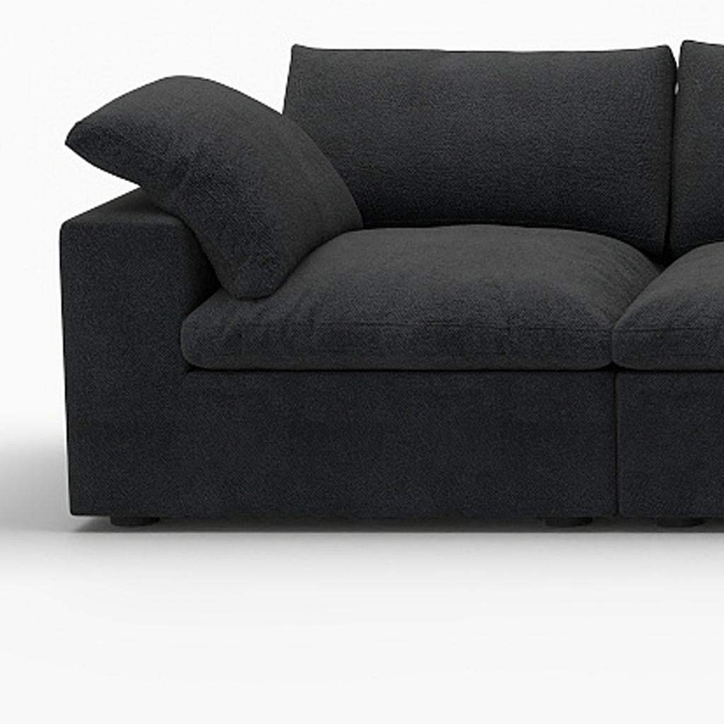 160" Black Linen Blend Modular Right Sofa With Ottoman And Toss Pillows - HomeRoots - Flyclothing LLC