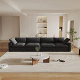 160" Black Linen Blend Modular Sofa With Toss Pillows - HomeRoots - Flyclothing LLC