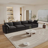 160" Black Linen Blend Modular Sofa With Toss Pillows - HomeRoots - Flyclothing LLC