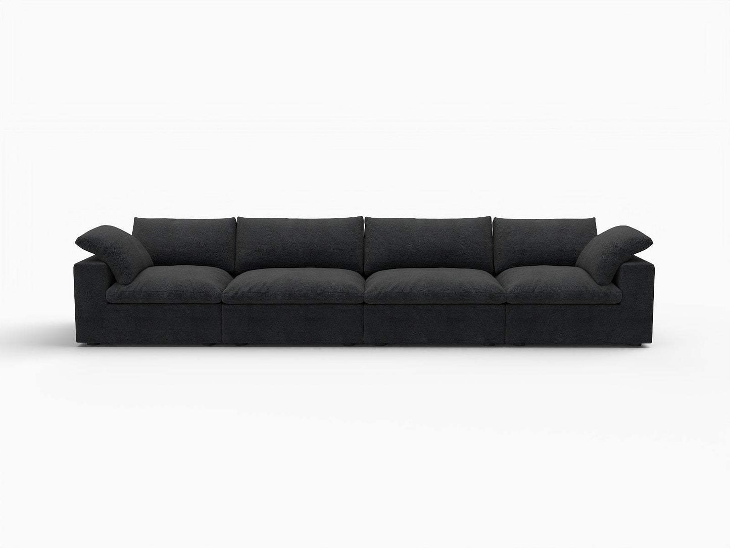 160" Black Linen Blend Modular Sofa With Toss Pillows - HomeRoots - Flyclothing LLC