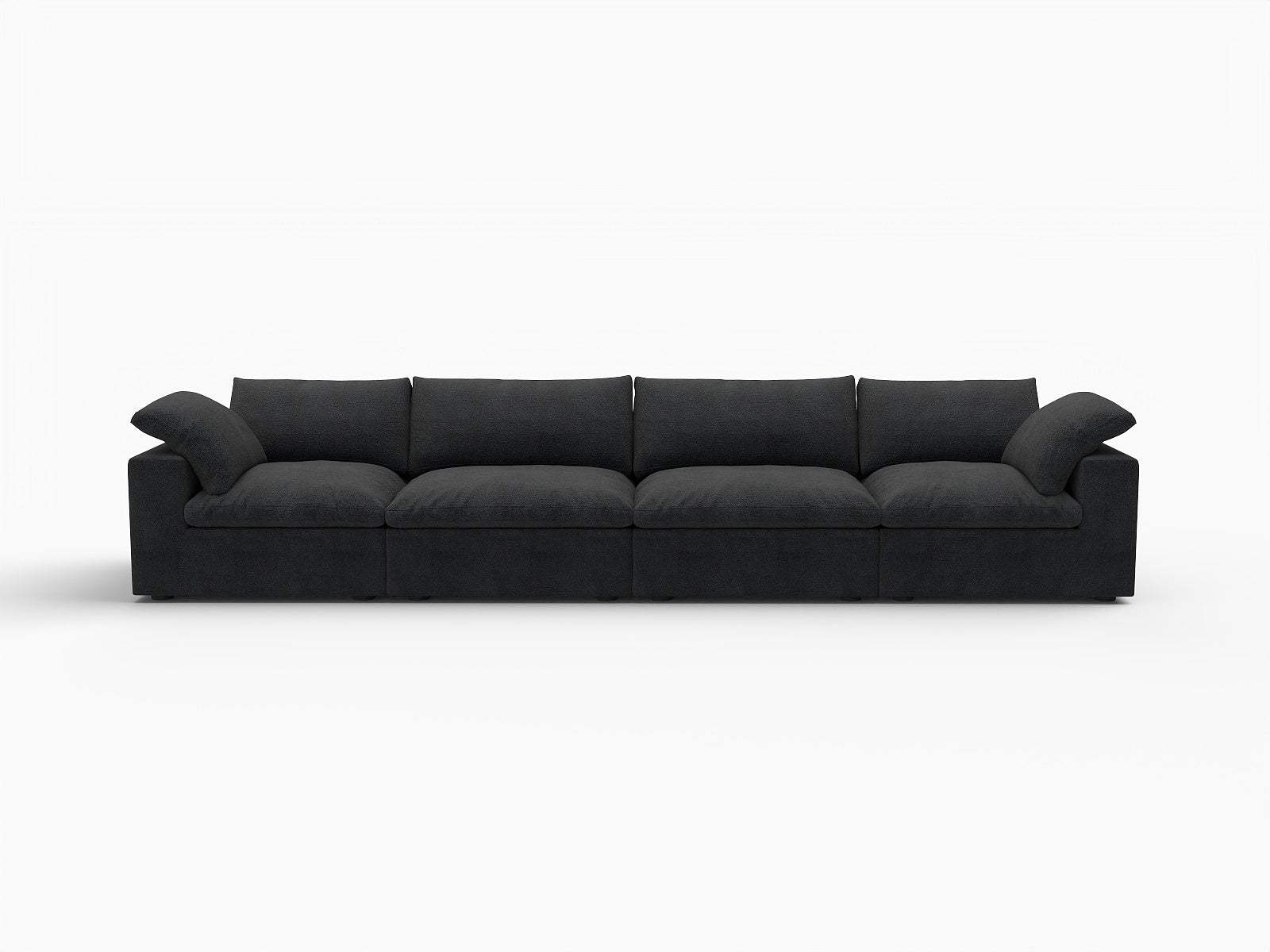 160" Black Linen Blend Modular Sofa With Toss Pillows - HomeRoots - Flyclothing LLC