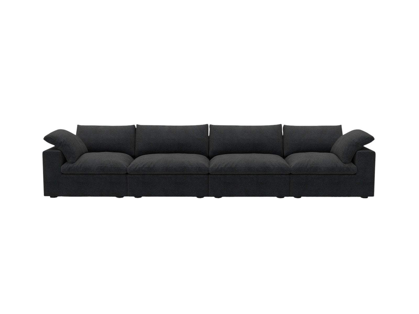 160" Black Linen Blend Modular Sofa With Toss Pillows - HomeRoots - Flyclothing LLC