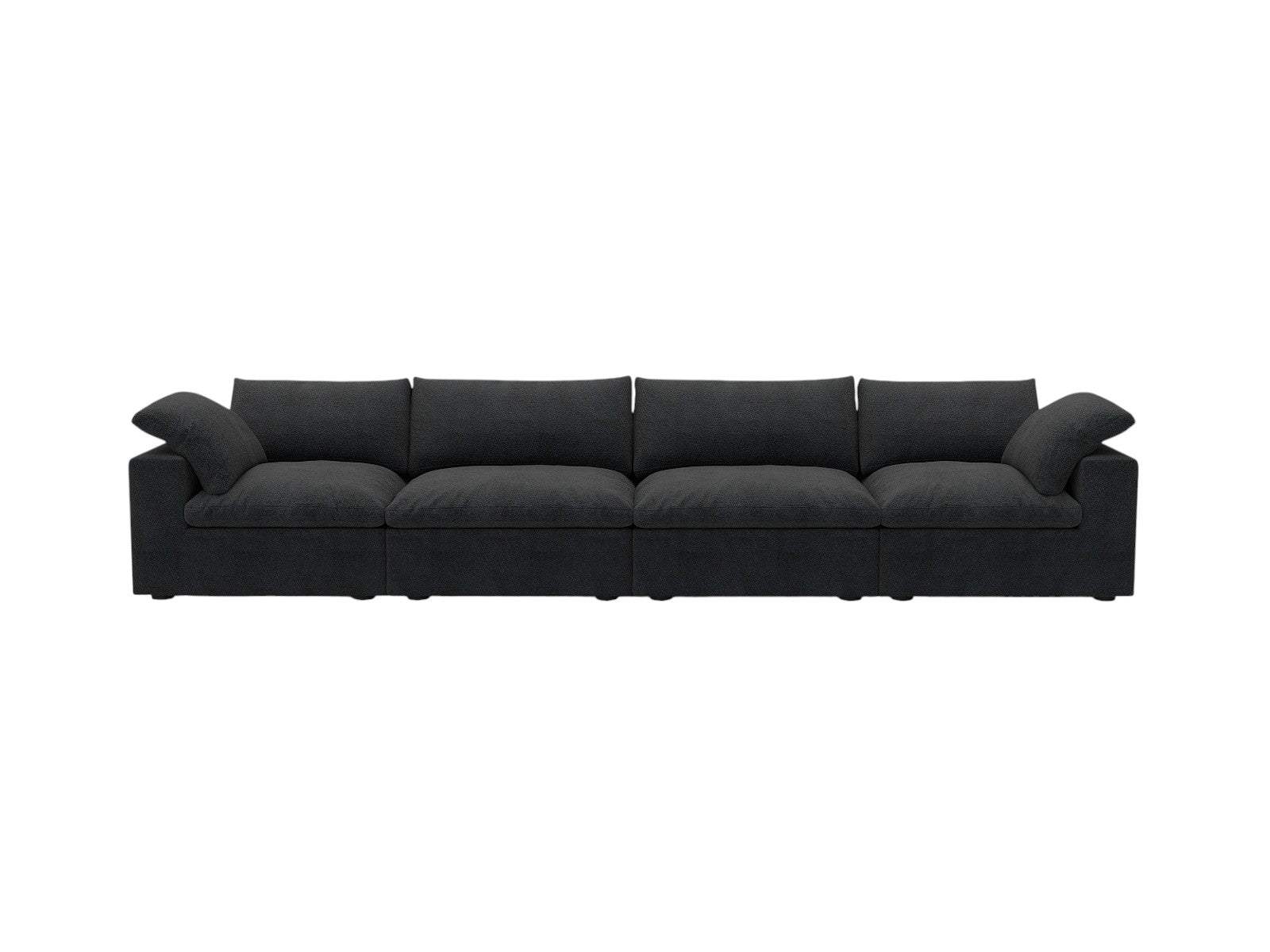 160" Black Linen Blend Modular Sofa With Toss Pillows - HomeRoots - Flyclothing LLC
