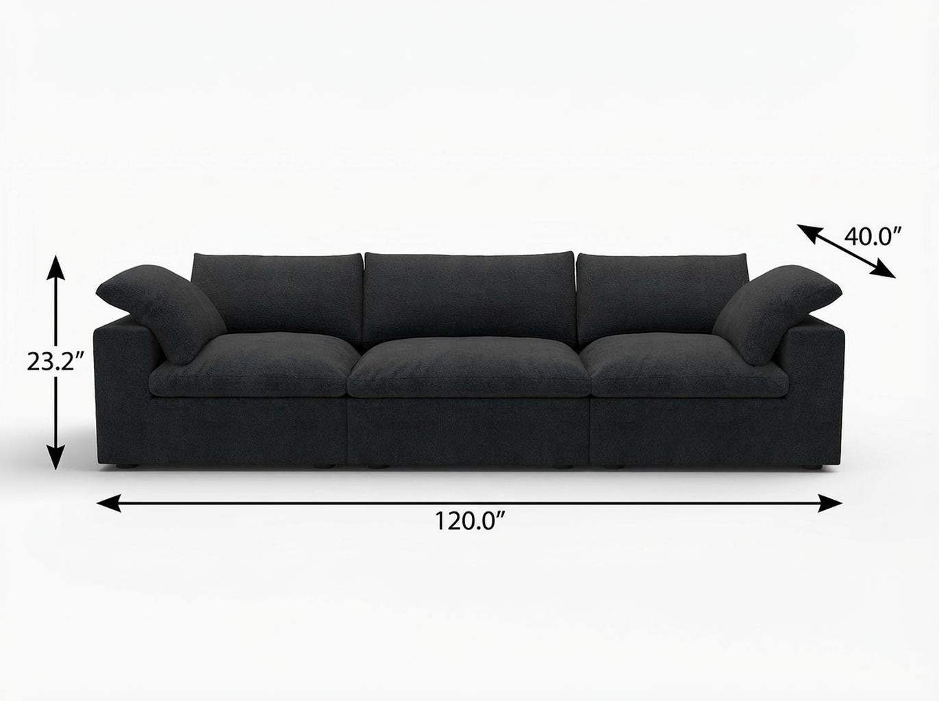 120" Black Linen Blend Modular Sofa With Toss Pillows - HomeRoots - Flyclothing LLC