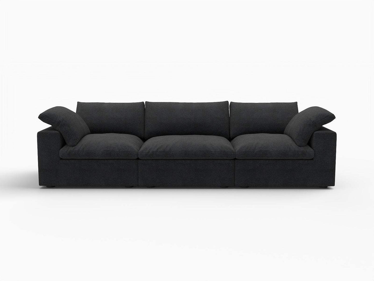 120" Black Linen Blend Modular Sofa With Toss Pillows - HomeRoots - Flyclothing LLC