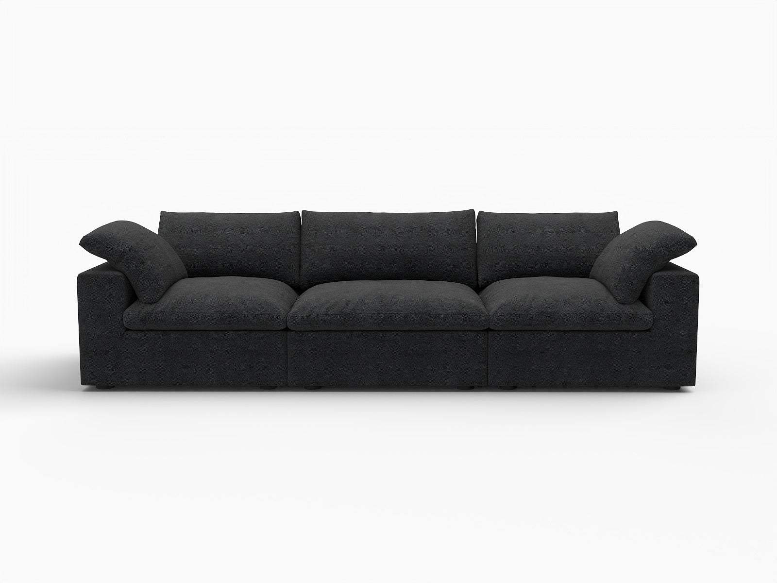 120" Black Linen Blend Modular Sofa With Toss Pillows - HomeRoots - Flyclothing LLC