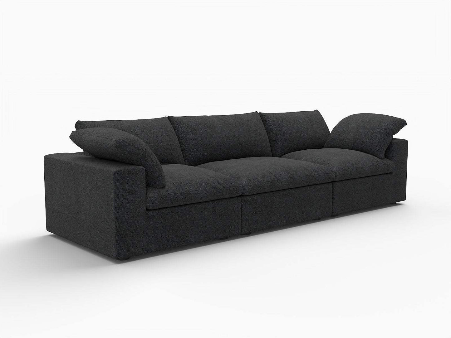 120" Black Linen Blend Modular Sofa With Toss Pillows - HomeRoots - Flyclothing LLC
