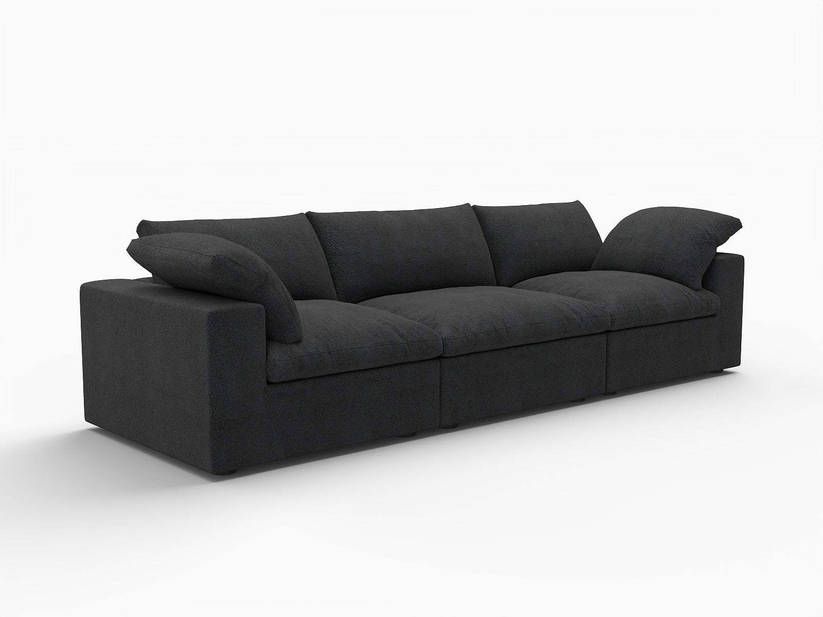 120" Black Linen Blend Modular Sofa With Toss Pillows - HomeRoots - Flyclothing LLC