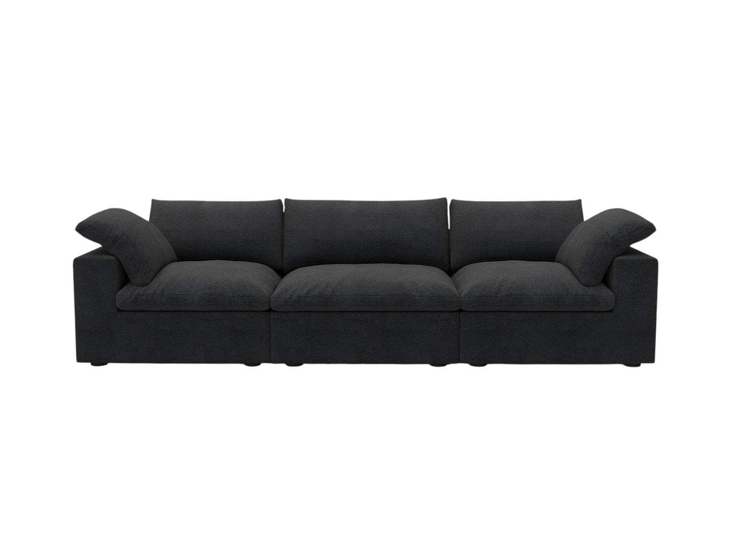 120" Black Linen Blend Modular Sofa With Toss Pillows - HomeRoots - Flyclothing LLC