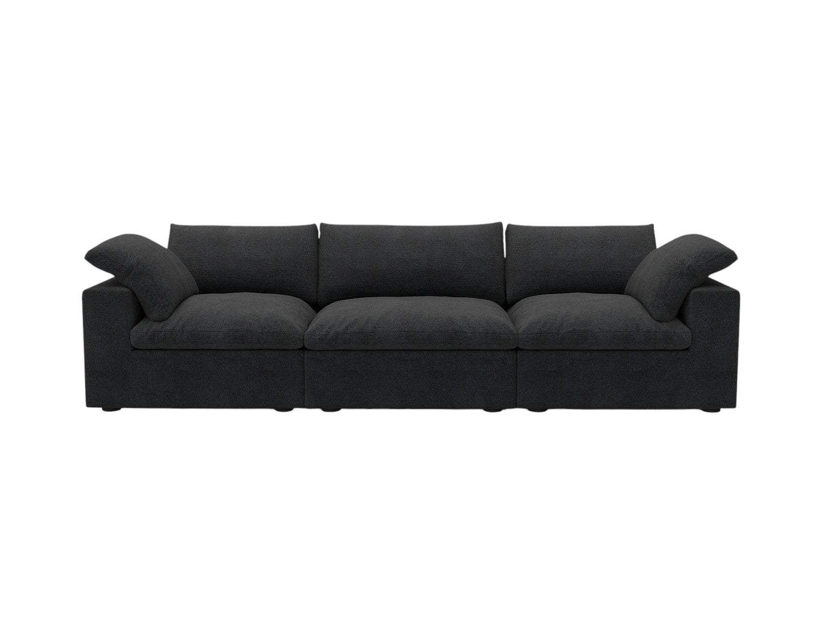 120" Black Linen Blend Modular Sofa With Toss Pillows - HomeRoots - Flyclothing LLC
