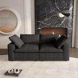 80" Black Linen Blend Modular Loveseat - HomeRoots - Flyclothing LLC