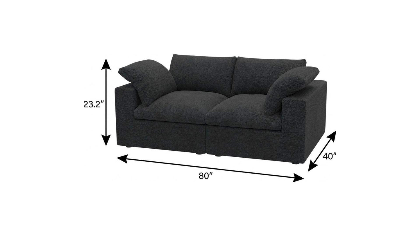 80" Black Linen Blend Modular Loveseat - HomeRoots - Flyclothing LLC