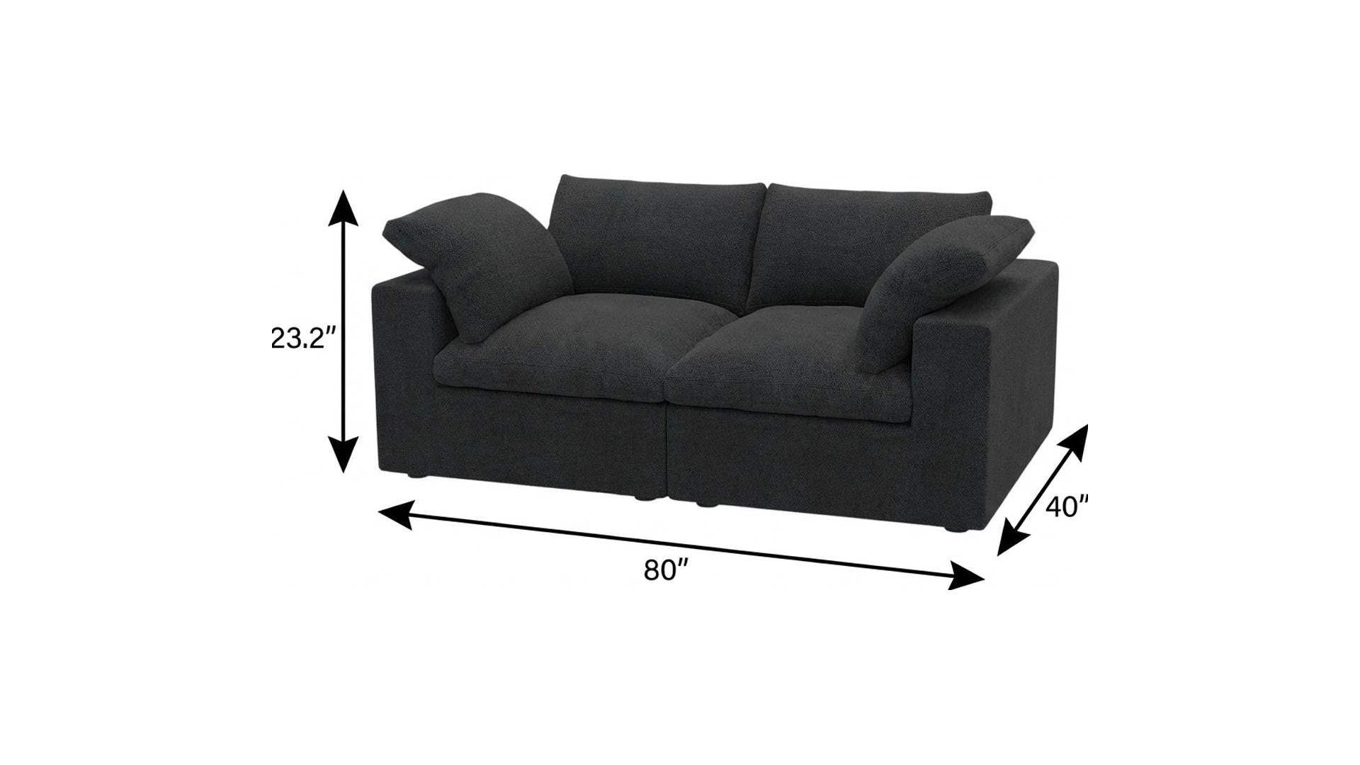 80" Black Linen Blend Modular Loveseat - HomeRoots - Flyclothing LLC