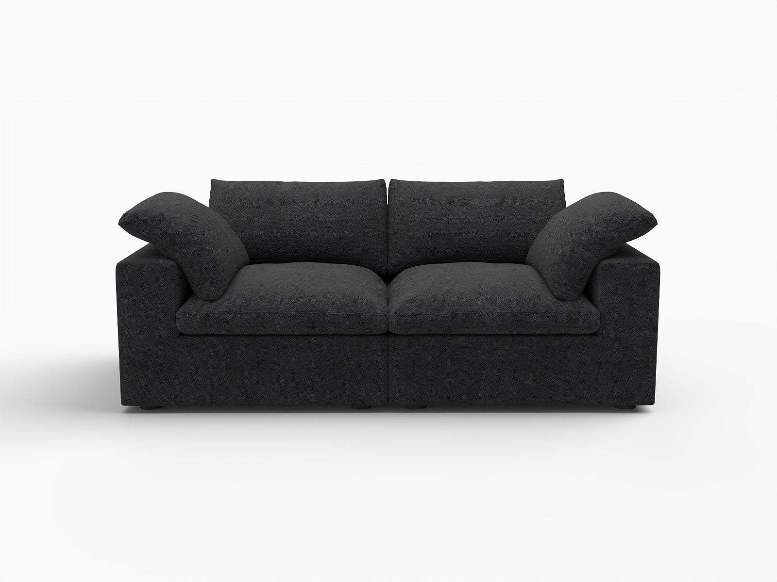 80" Black Linen Blend Modular Loveseat - HomeRoots - Flyclothing LLC