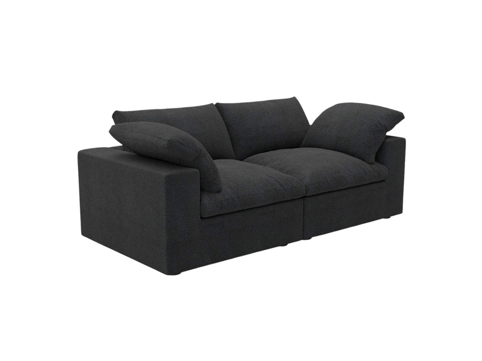 80" Black Linen Blend Modular Loveseat - HomeRoots - Flyclothing LLC