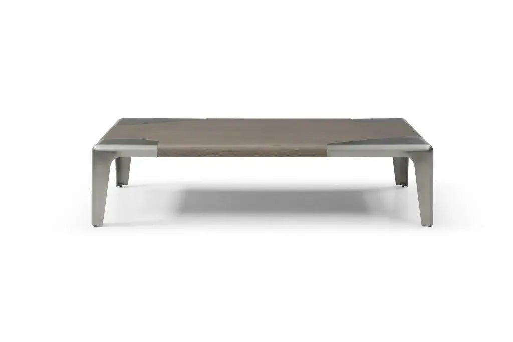 57" Light Gray and Silver Wood and Stainless Steel Coffee Table - Homeroots - Flyclothing LLC