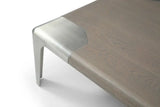 57" Light Gray and Silver Wood and Stainless Steel Coffee Table - Homeroots - Flyclothing LLC