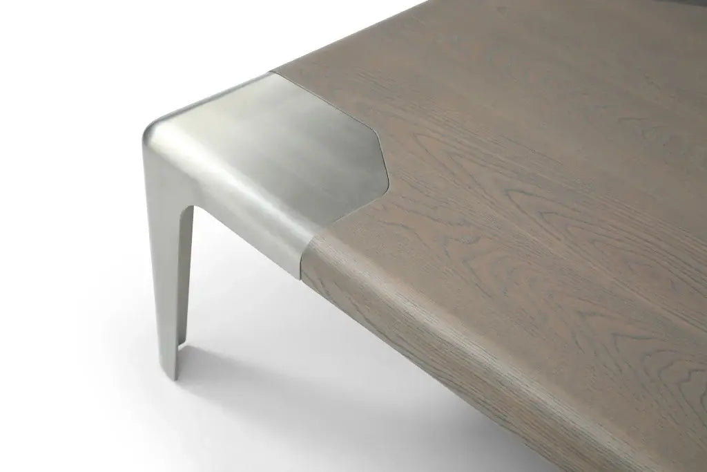 57" Light Gray and Silver Wood and Stainless Steel Coffee Table - Homeroots - Flyclothing LLC
