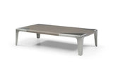 57" Light Gray and Silver Wood and Stainless Steel Coffee Table - Homeroots - Flyclothing LLC
