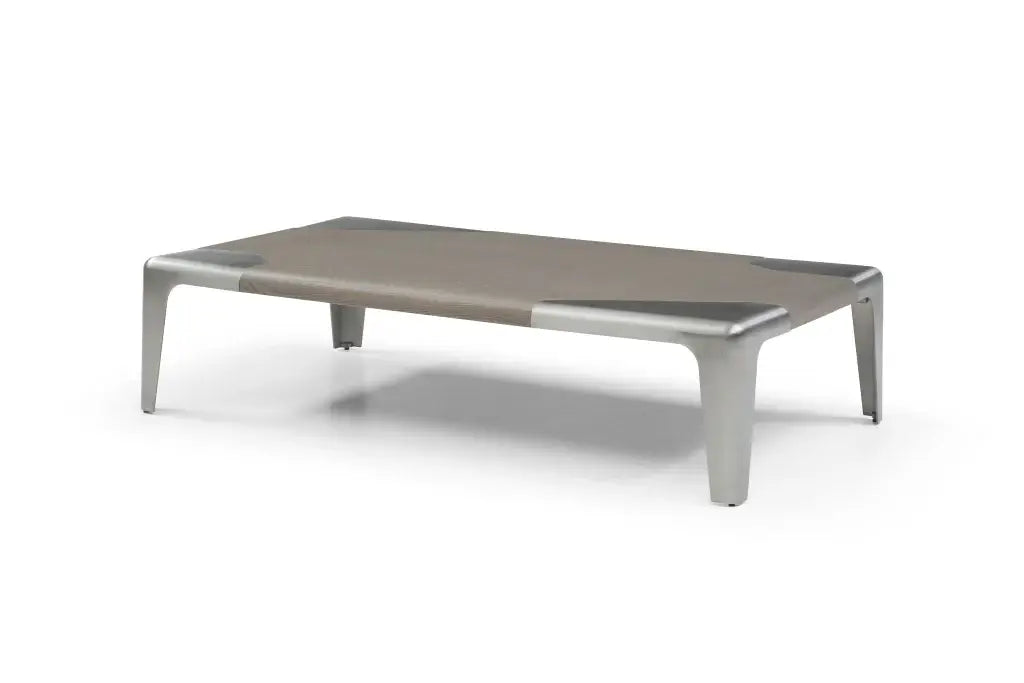 57" Light Gray and Silver Wood and Stainless Steel Coffee Table - Homeroots - Flyclothing LLC