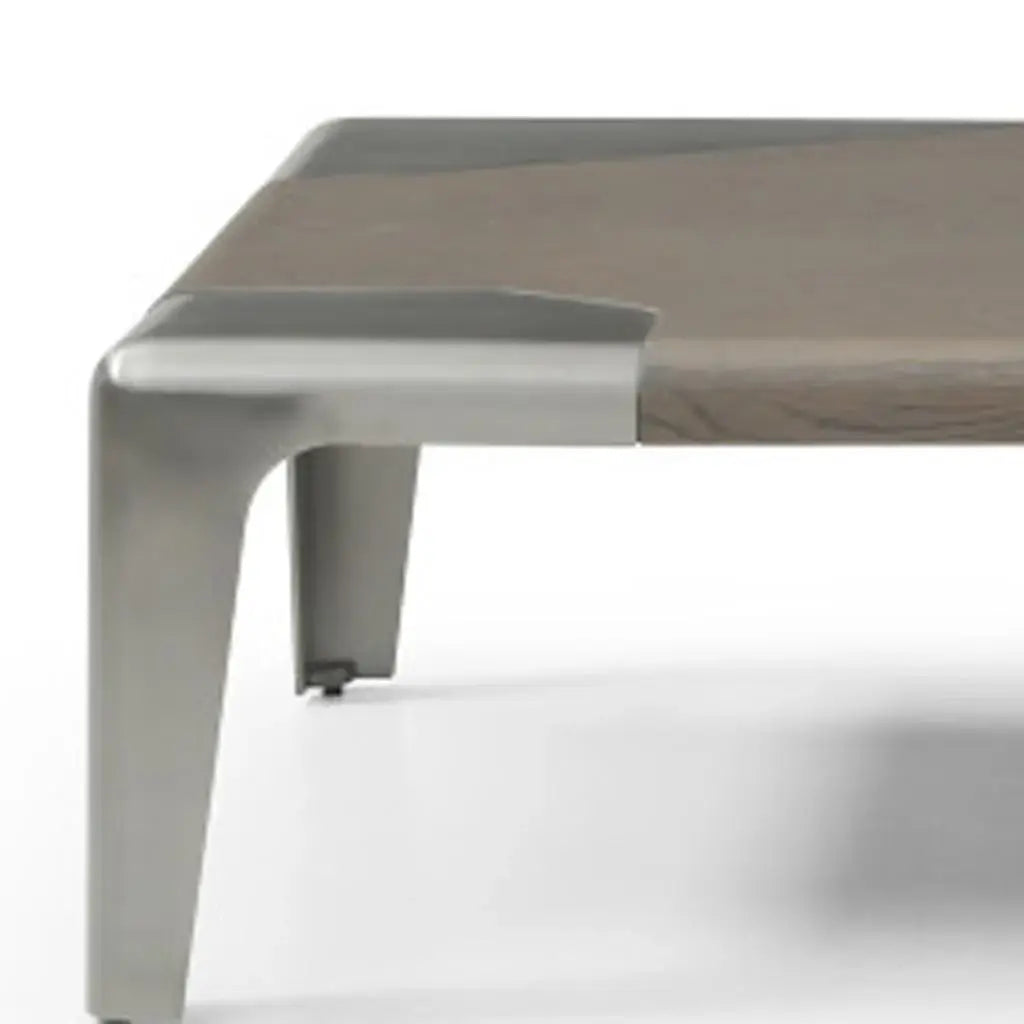 57" Light Gray and Silver Wood and Stainless Steel Coffee Table - Homeroots - Flyclothing LLC