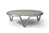 55" Gray and Silver Wood and Stainless Steel Round Coffee Table - Homeroots - Flyclothing LLC