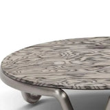 55" Gray and Silver Wood and Stainless Steel Round Coffee Table - Homeroots - Flyclothing LLC