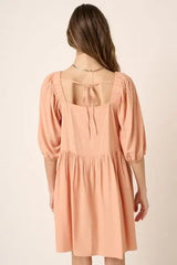 Mittoshop Pintuck Detail Tie Back Mini Dress - Trendsi - Flyclothing LLC