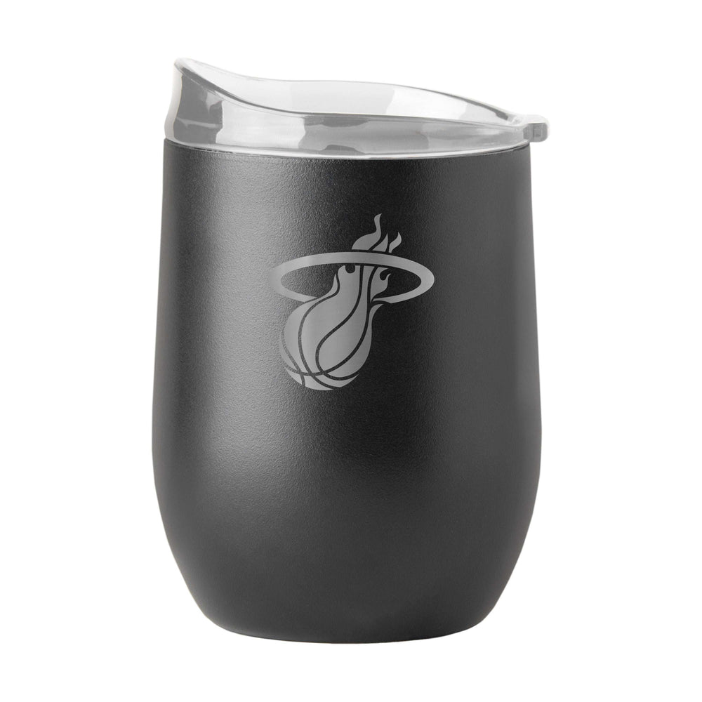Miami Heat 16oz Black Etch Powder Coat Curved Bev - Logo Brands - Flyclothing LLC
