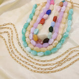 2 Piece Colorful Beaded Chain Necklace - Trendsi - Flyclothing LLC